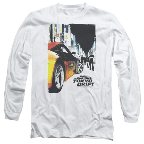 Tokyo Drift Poster Long Sleeve Adult 18/1 T-Shirt White