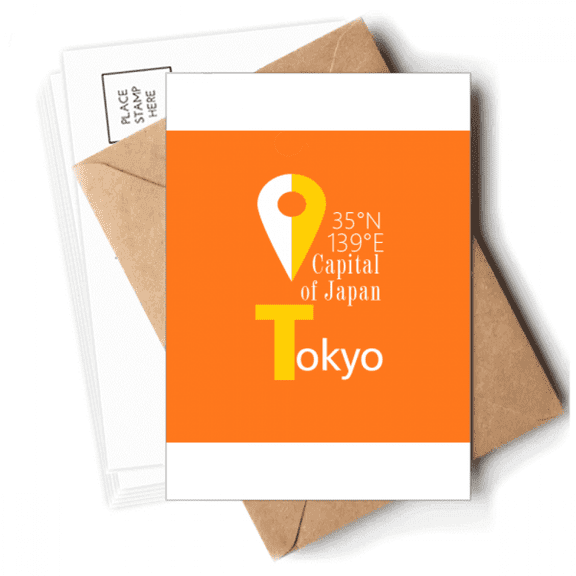 Tokyo Geography Coordinates Trave Postcards Envelopes Blank Note Cards Mailing