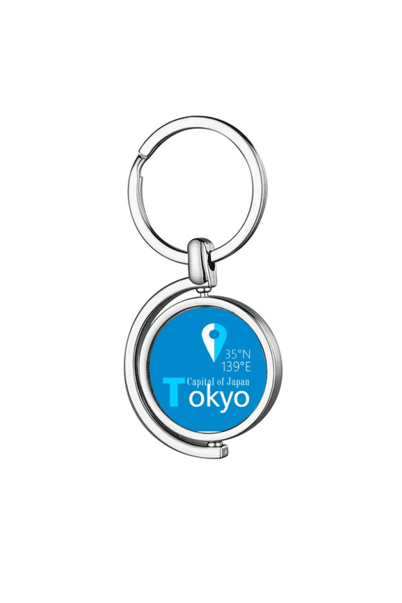 Tokyo Geography Coordinates Trave Rotating Keychain Metal Keyring Holder