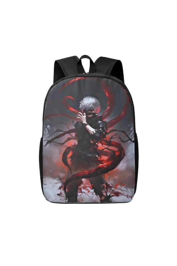 Tokyo Ghoul Ken Kaneki Backpack 17 Inch Large Capacity Casual School Bag Lightweight Daypack Laptop Bag Travel Hiking Camping