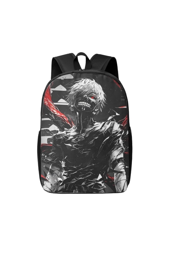 Tokyo Ghoul Ken Kaneki Backpack 17 Inch Large Capacity Casual School Bag Lightweight Daypack Laptop Bag Travel Hiking Camping