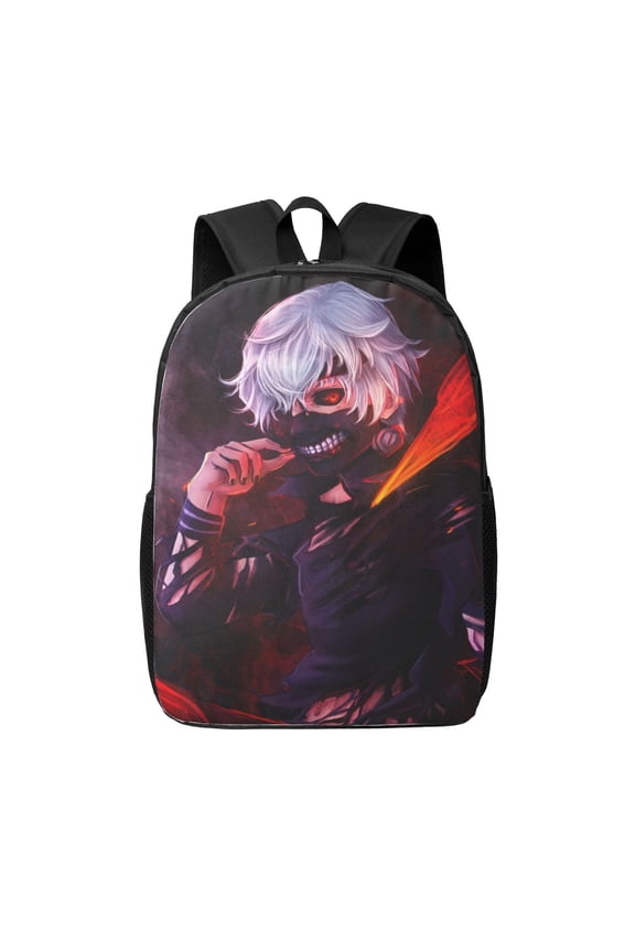 Tokyo Ghoul Ken Kaneki Backpack 17 Inch Large Capacity Casual School Bag Lightweight Daypack Laptop Bag Travel Hiking Camping
