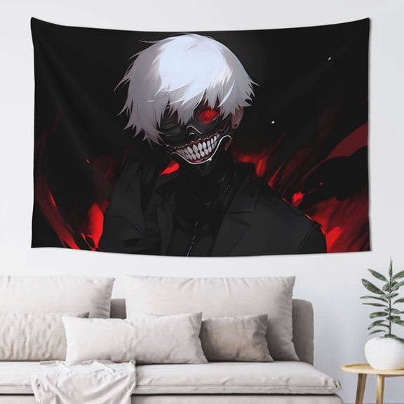 Tokyo Ghoul Ken Kaneki Tapestry Wall Hanging Home Decoration Wall Blanket Dormitory Living Room Bedroom Backdrop Poster( 60x40inch)
