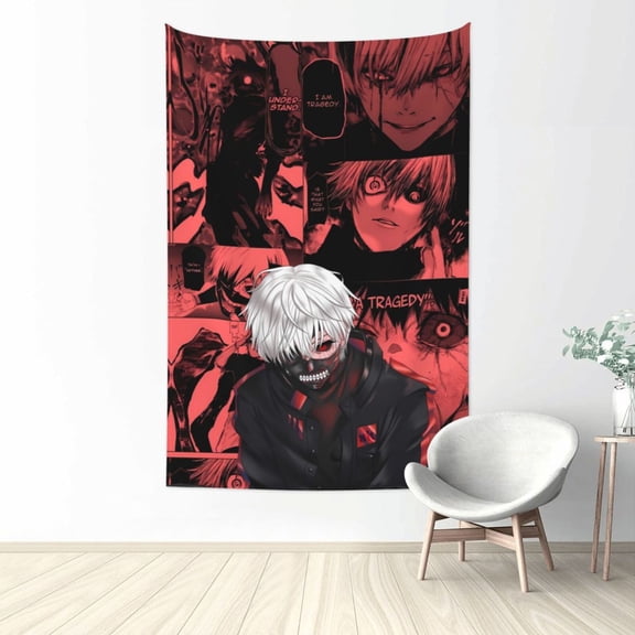 Tokyo Ghoul Ken Kaneki Tapestry Wall Hanging Home Decoration Wall Blanket Dormitory Living Room Bedroom Backdrop Poster( 60x40inch)