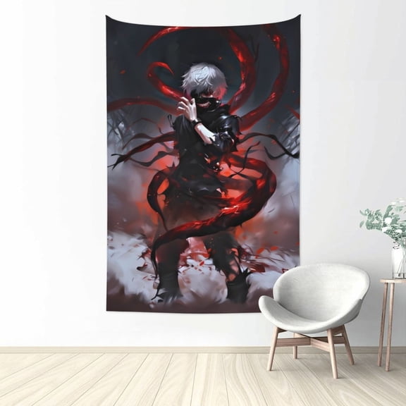 Tokyo Ghoul Ken Kaneki Tapestry Wall Hanging Home Decoration Wall Blanket Dormitory Living Room Bedroom Backdrop Poster( 60x40inch)
