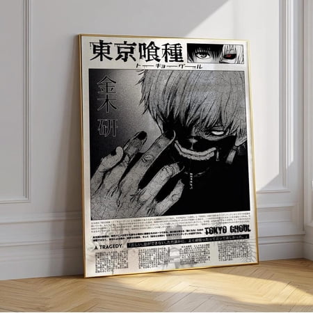 Tokyo Ghoul Poster Anime Wall Art, Ken Kaneki Manga Print, Dark Anime Poster, Black White Tokyo Ghoul Room Decor Unframed Size 24''x36'' GooGate
