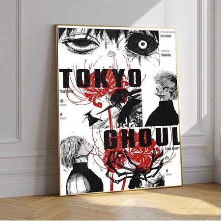 Tokyo Ghoul Poster Anime Wall Art, Ken Kaneki Manga Print, Dark Anime Poster, Black White Tokyo Ghoul Room Decor Unframed Size 24''x36'' GooGate