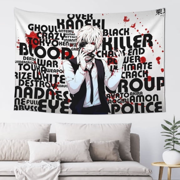 Tokyo Ghoul Tapestry Wall Hanging Home Decoration Wall Blanket Dormitory Living Room Bedroom Backdrop Poster( 60x40inch)