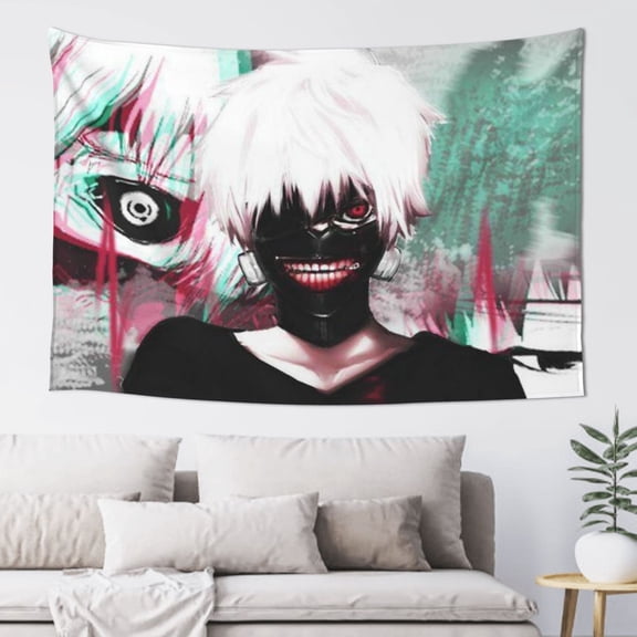 Tokyo Ghoul Tapestry Wall Hanging Home Decoration Wall Blanket Dormitory Living Room Bedroom Backdrop Poster( 60x40inch)