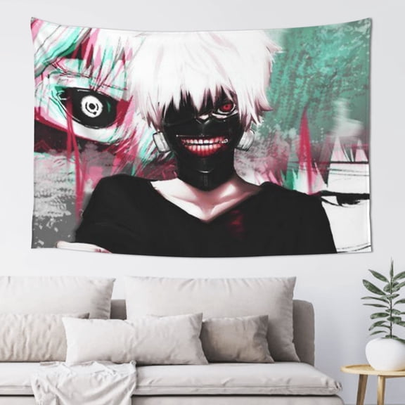 Tokyo Ghoul Tapestry Wall Hanging Home Decoration Wall Blanket Dormitory Living Room Bedroom Backdrop Poster( 60x40inch)