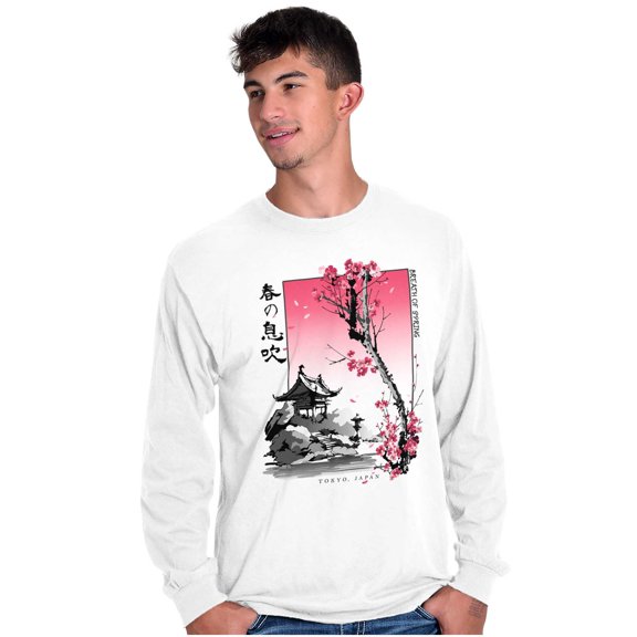 Tokyo Japan Breath of Spring Flowers Long Sleeve TShirt Men Women Brisco Brands S