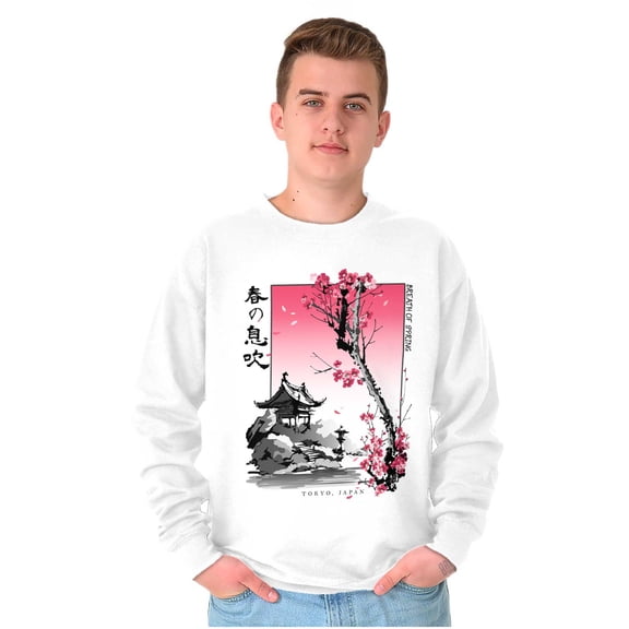 Tokyo Japan Breath of Spring Flowers Sweatshirt for Men or Women Brisco Brands S