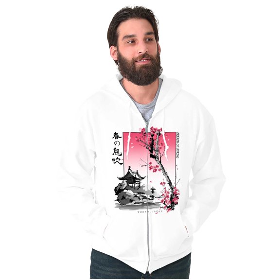 Tokyo Japan Breath of Spring Flowers Zip Up Hoodie Men's Women's Brisco Brands X