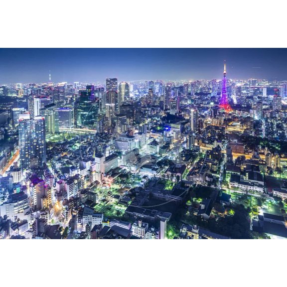 Tokyo, Japan City Skyline with Tokyo Tower and Tokyo Skytree in the Distance, Unframed Photographic Print Wall Art by SeanPavonePhoto Sold by Art.Com