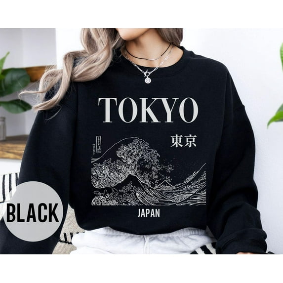 Tokyo Japan Crewneck Sweatshirt: Vintage Graphic Wave Sweater Tshirt All Size S-5XL