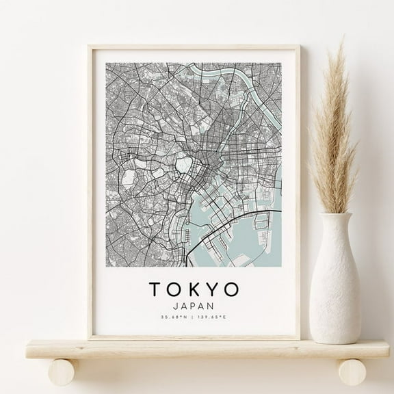Tokyo Japan Map Print, Minimalist Art, Gifts For Her, City Map, Maps And Prints, Town Map Poster, Gifts For Him, Prints- Wall Art Print, 12x18 UNFRAMED