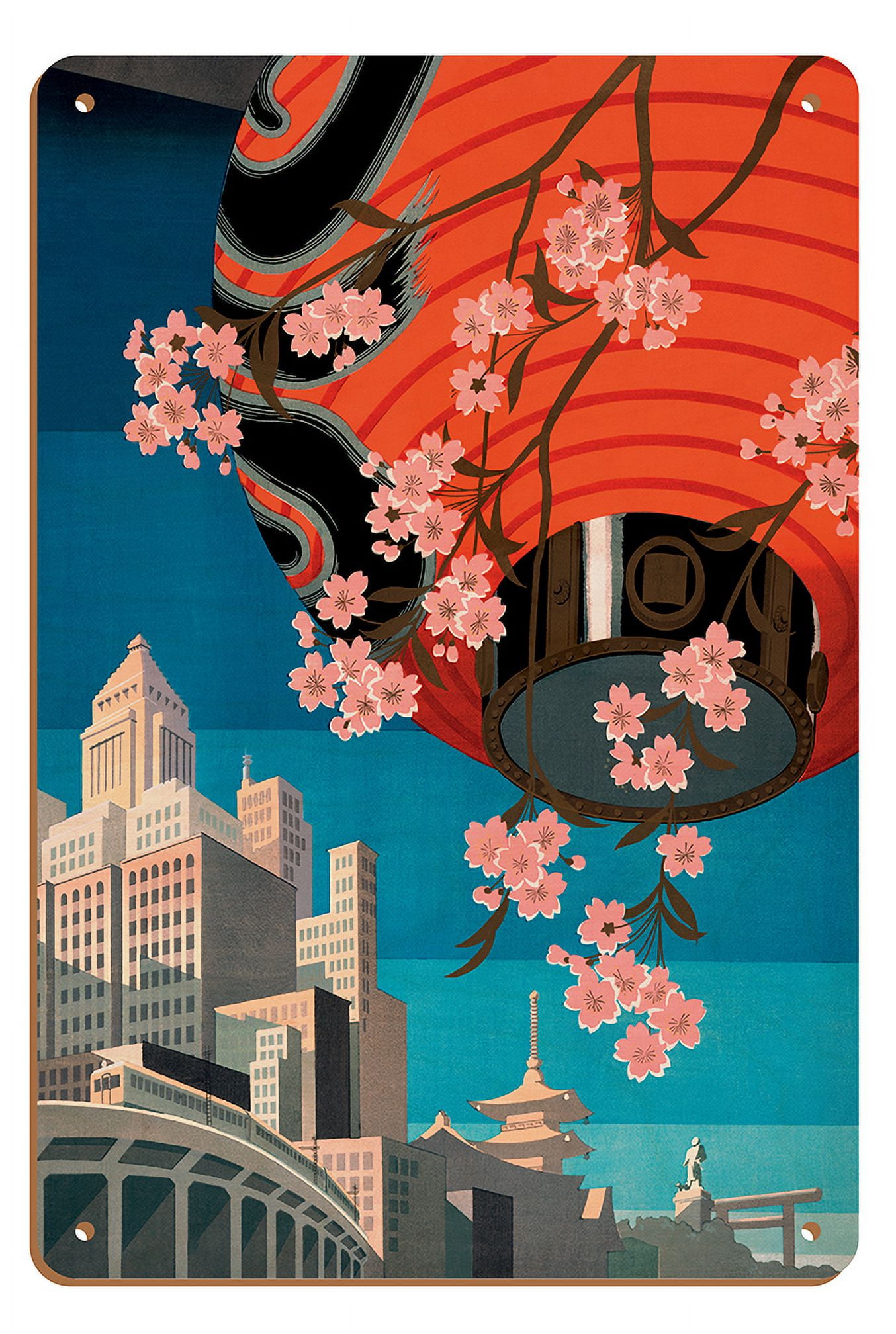 絵画 Tokyo 360 art Tokyo-Japan-Red-Paper-Lantern-