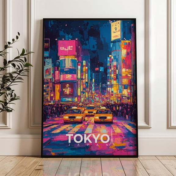 Tokyo Japan Shinjuku Shibuya Urban Skyline City Streets Illustration Travel Poster
