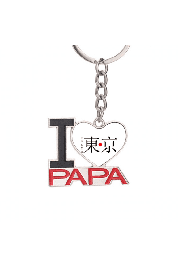 Tokyo Japaness City Name Red Sun Flag Keychain Metal Keyring Holder Love PAPA Father