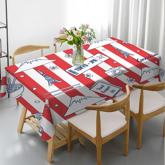 Tokyo Life Landmarks Tablecloths for dining table, Polyester Tablecloths - Holiday-Themed Design Rectangular Tablecloth, Cafe, dinner, brunch, buffet, picnic