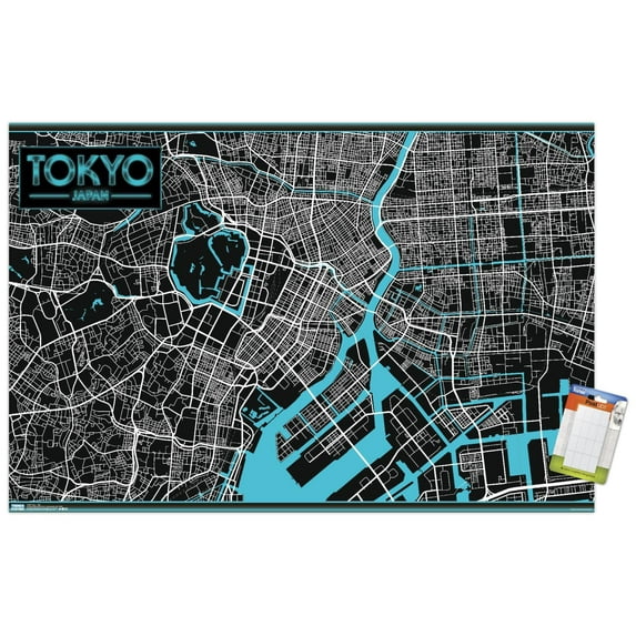Tokyo - Map Wall Poster, 22.375" x 34"