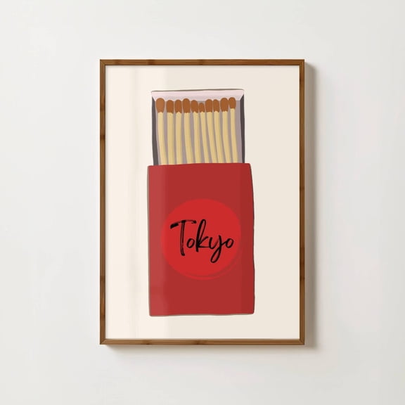 Tokyo Matchbox Print Japan Travel Bar Cart Prints Tokyo Print Retro Matchbook Japanese Wall Art Travel Matches Art Travel Home Decor #1141, Unframed Poster Size 8x12