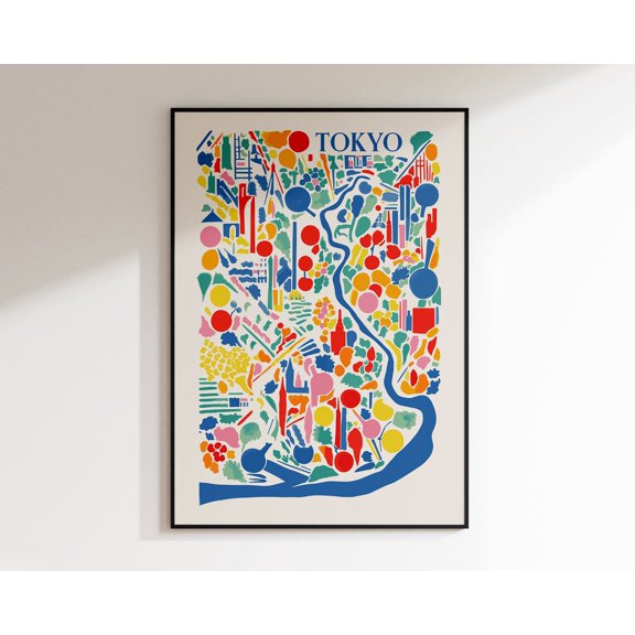 Tokyo Mid Century City Map Poster, Unframed Paper Poster 11x14in