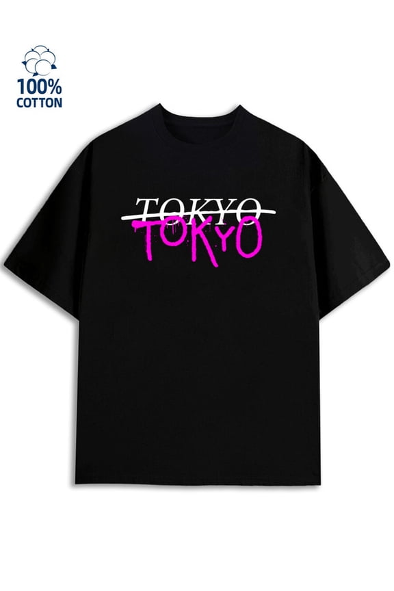 Tokyo Neon Tee men's Rock black Spring and summer clothing funny happy Unique Design Unisex Shirt Cotton tshirts Vintage Unisex Shirt Graphic Tee tshirts