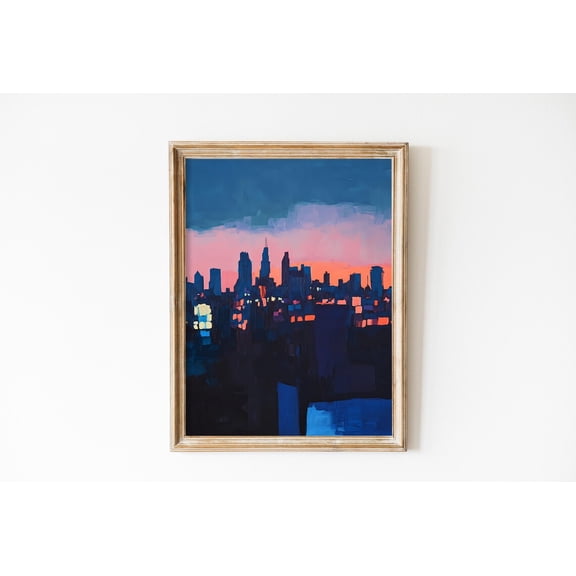 Tokyo Night Skyline Retro Japan Home Wall Decoration, Unframed Canvas 12x16in