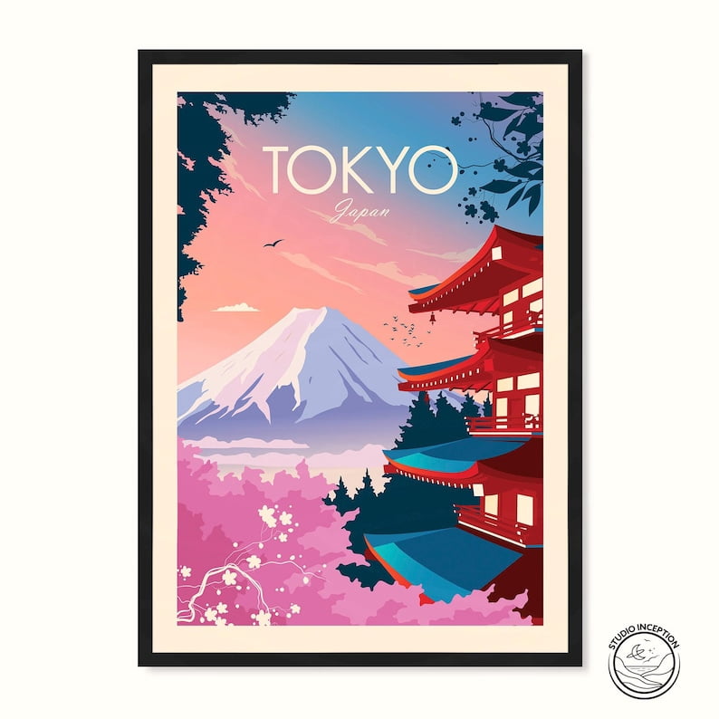 Tokyo Print | Mount Fuji | Japan Travel Poster | Wall Art - Walmart.com