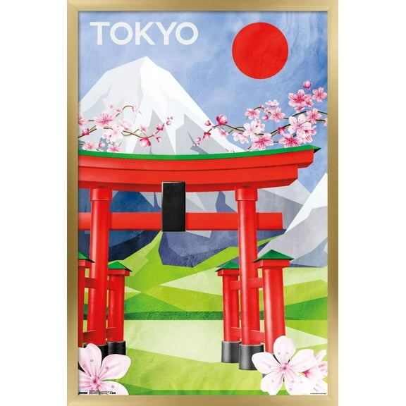 Tokyo - Scenic Wall Poster, 22.375" x 34", Framed
