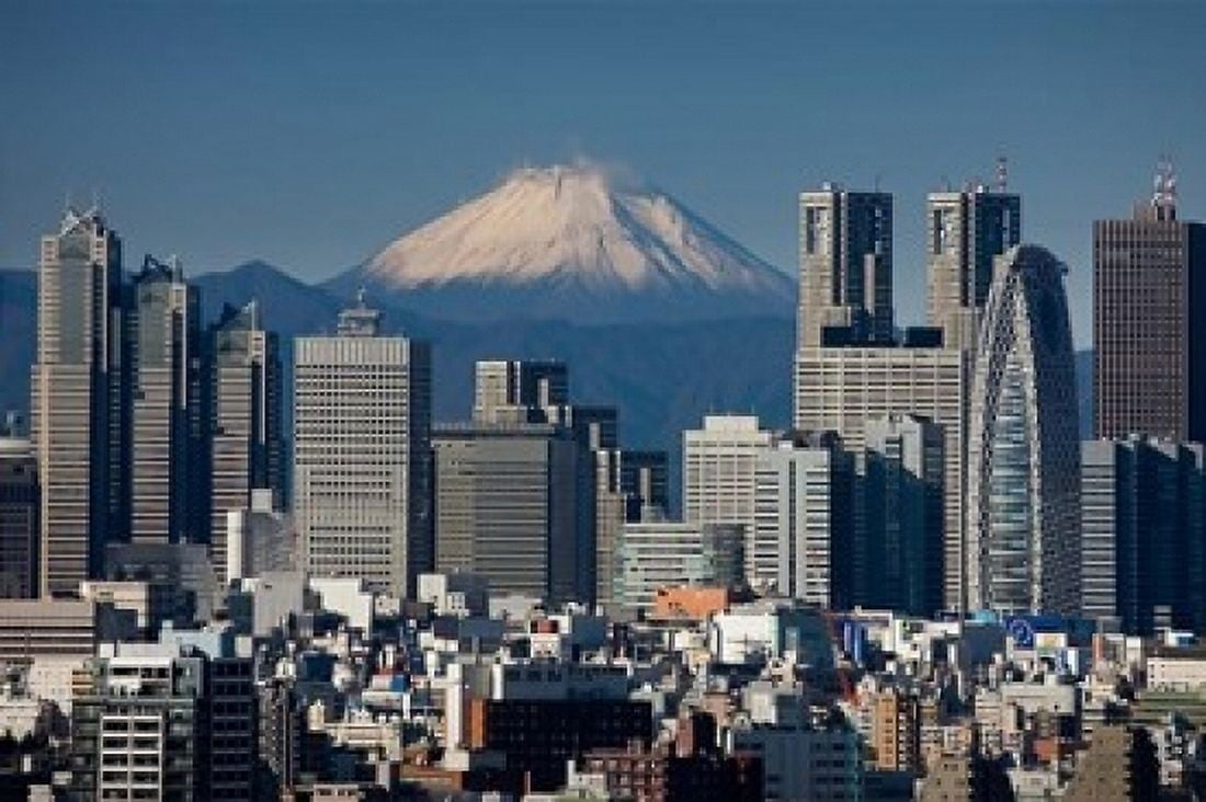Tokyo Shinjuku City Skyline Mount Fuji Japan Canvas Art - Prisma Archivo DanitaDelimont (36 x 24)