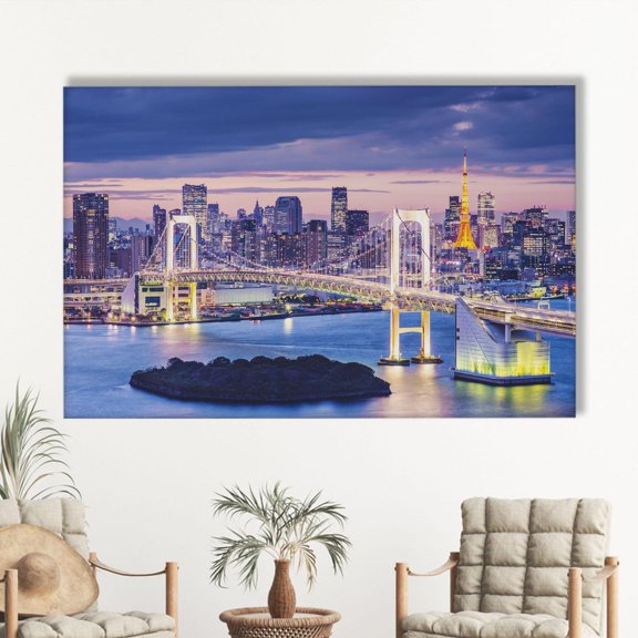 Tokyo Skyline Rainbow Bridge Wall Art Print