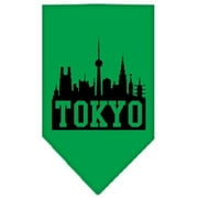 Tokyo Skyline Screen Print Bandana Emerald Green Small
