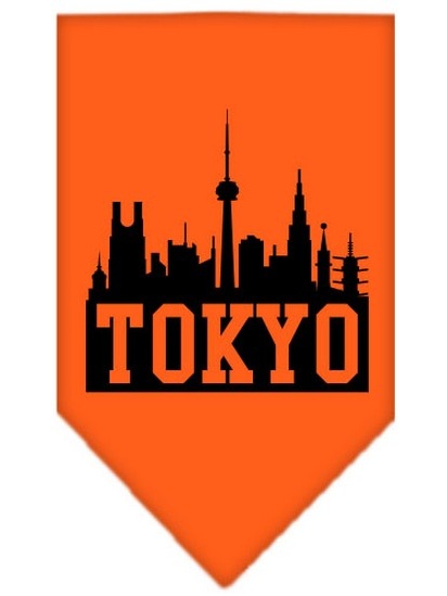 Tokyo Skyline Screen Print Bandana Orange Small - image 1 of 12