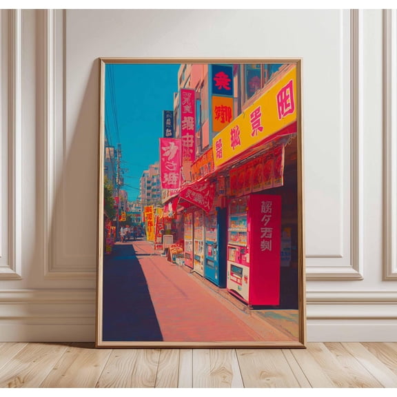 Tokyo Street Scene Japan Travel Vending Machine Retro Urban City Decor Unframed Paper Print