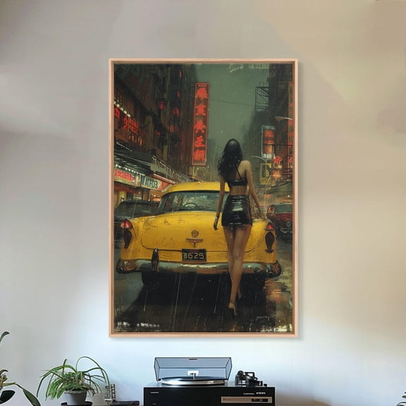 Tokyo Taxi Cab Japanese Cityscape Giclée Wall Art Unframed Paper Print
