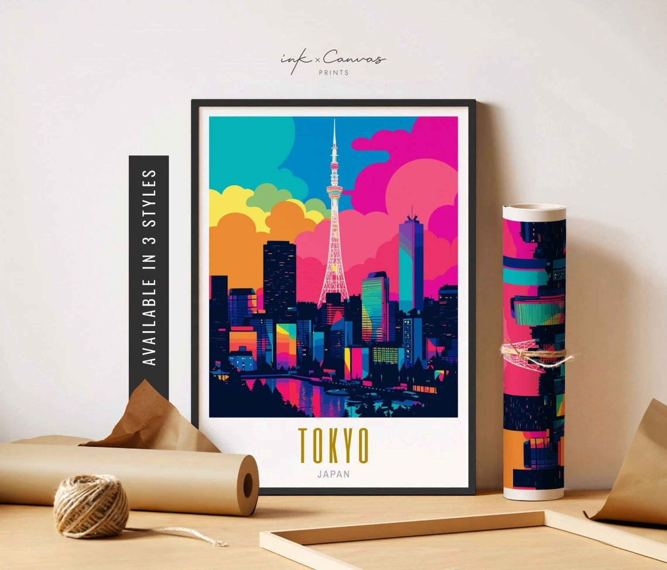 Tokyo Travel Poster Tokyo Japan Wall Art Tokyo Skyline Retro Japanese ...