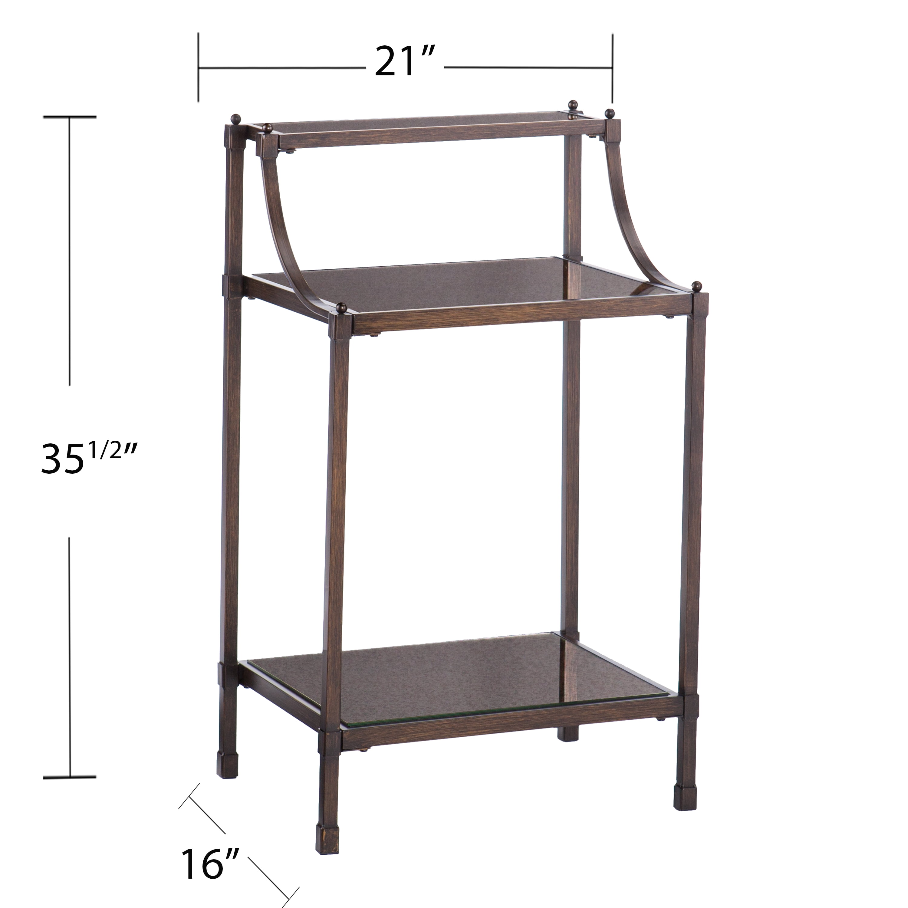 Tola Metal Accent Table with Antique Mirrored Top, Oil Rubbed Bronze