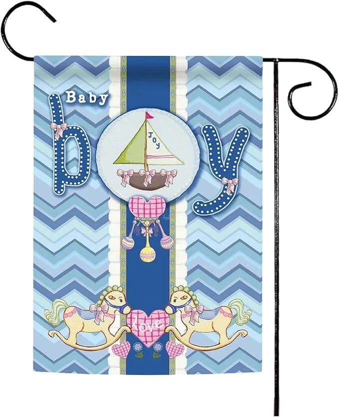 Welcome Home It's A Boy Gartenflagge – Jute-Flagge Zur Babyparty (doppelseitig)