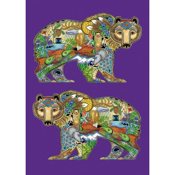 Toland Home Garden Animal Spirits- Grizzly Bear Indigenous Grizzly Bear Flag Double Sided 28x40 Inch
