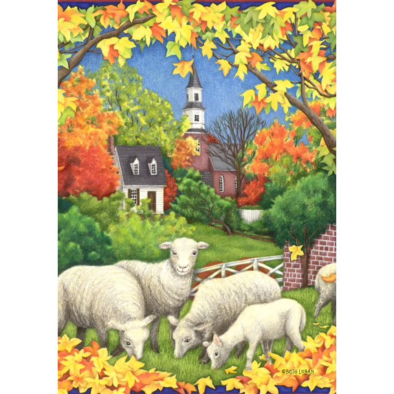 Toland Home Garden Autumn Flock Farm Fall Flag Double Sided 12x18 Inch