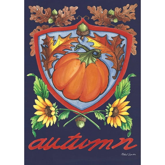 Toland Home Garden Autumn Pumpkin Crest Pumpkin Fall Flag Double Sided 12x18 Inch