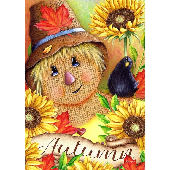 Toland Home Garden Autumn Scarecrow Sunflower Fall Flag Double Sided 28x40 Inch