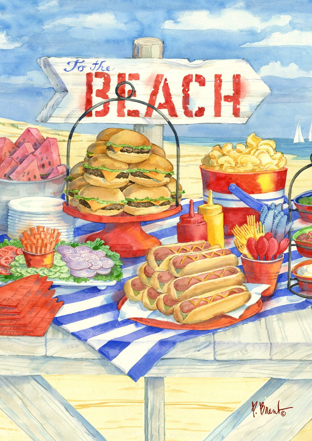 Toland Home Garden Beach Barbeque Beach summer Flag Double Sided 28x40 ...