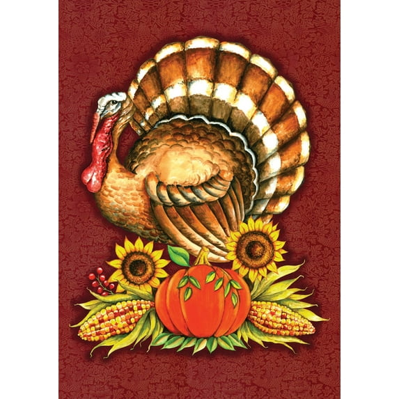 Toland Home Garden Big Turkey Fall Thanksgiving Flag Double Sided 12x18 Inch