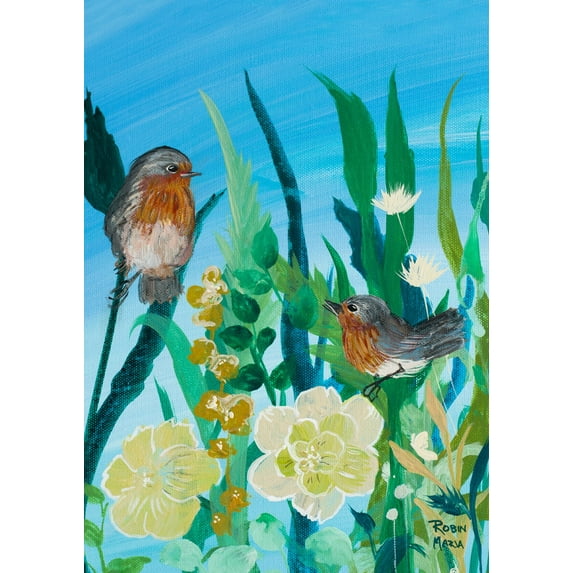 Toland Home Garden Birds 'n Blossoms Bird Flag Double Sided 12x18 Inch