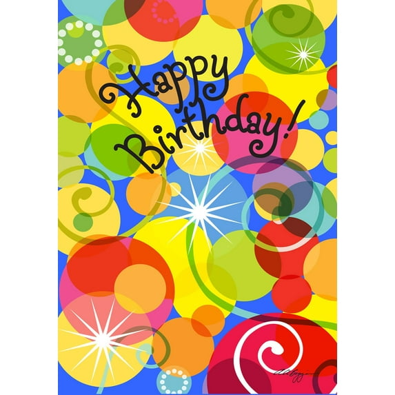 Toland Home Garden Birthday Bubbles party Birthday Flag Double Sided 12x18 Inch
