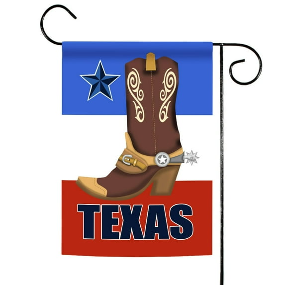 Toland Home Garden Blue and Red Texas Cowboy Boot Outdoor Garden Flag 18" x 12.5"