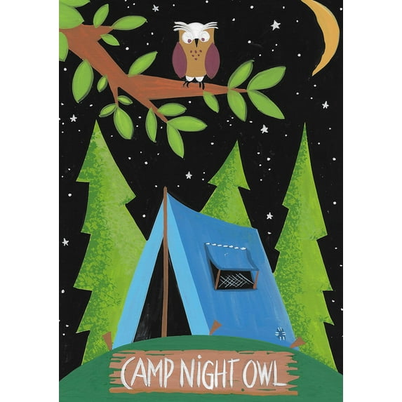 Toland Home Garden Camp Night Owl Camping summer Flag Double Sided 28x40 Inch